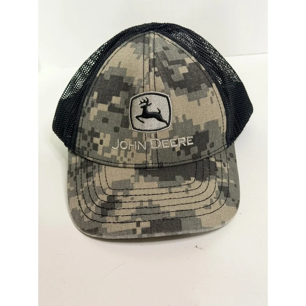John Deere Toddler Trucker Hat Digital Camo Mesh Snapback Cap Black Gray